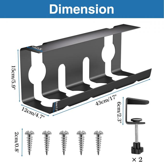 Under Desk Cable Duct No Drilling Wire Management for Tables Black ...