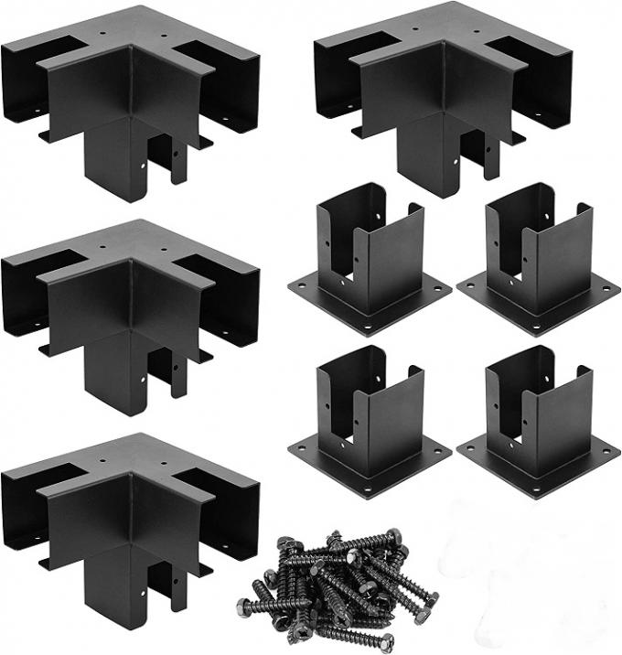 Modular Type Brackets 3 arm right angle pergola corner bracket for 4x4 wood posts extension ...