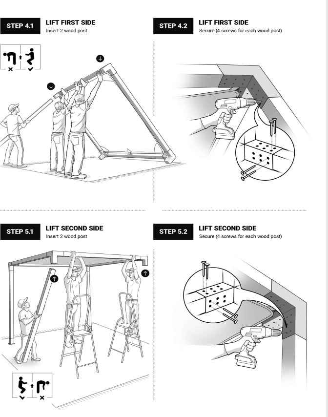 Modular Sizing Modular Sizing Pergola Construction Bracket Kit for 4x4 6x6 Lumber ...