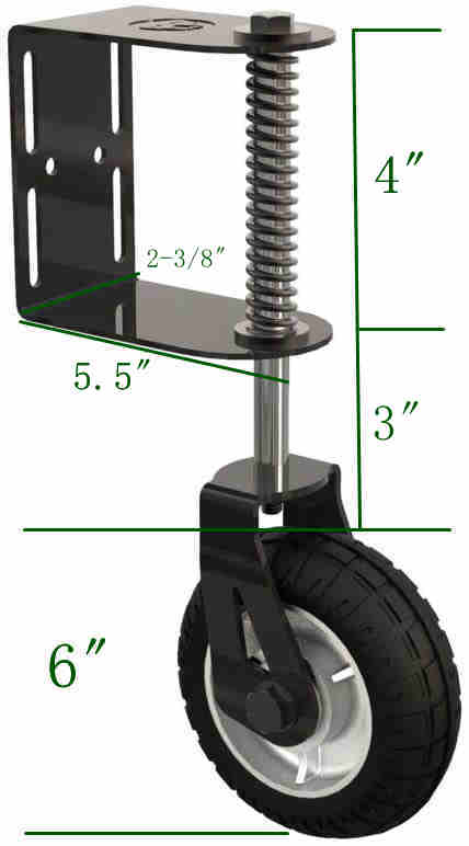 4in Heavy Duty Rubber Wheel Spring Loaded Gate Caster 360 Degree Rotation