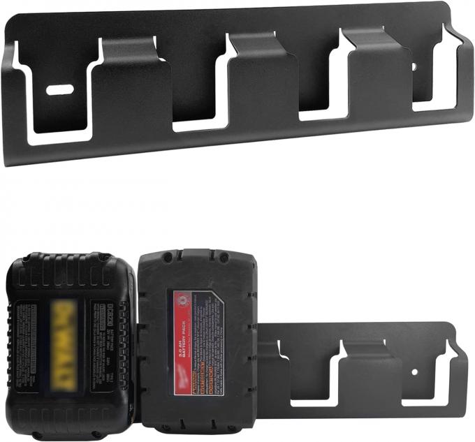 Wrought Iron Battery Storage 18V Battery Holder Mount Wall Rack with 4 ...