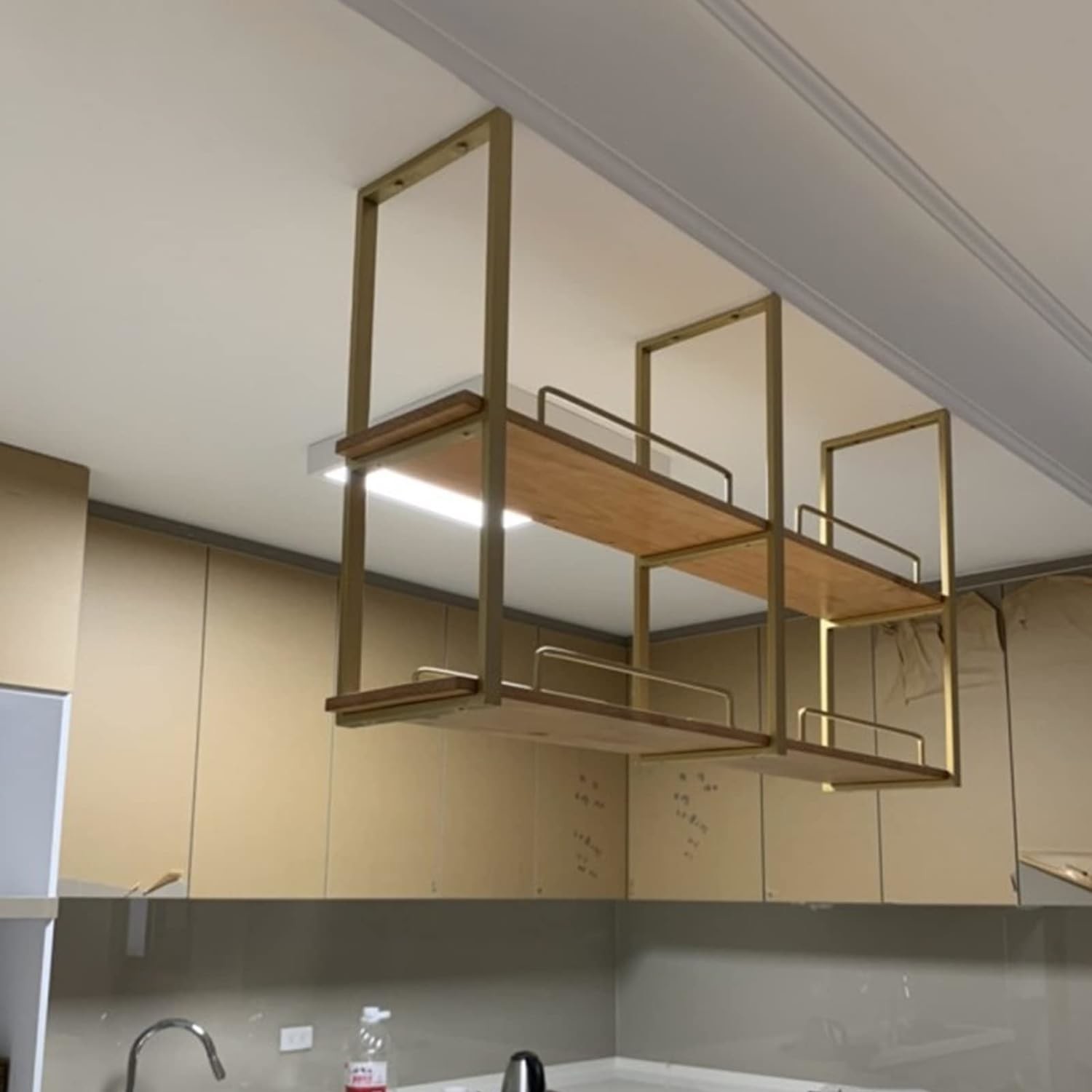 Steel Ceiling Shelf Mounted Wine Rack with European Style Iron Solid ...