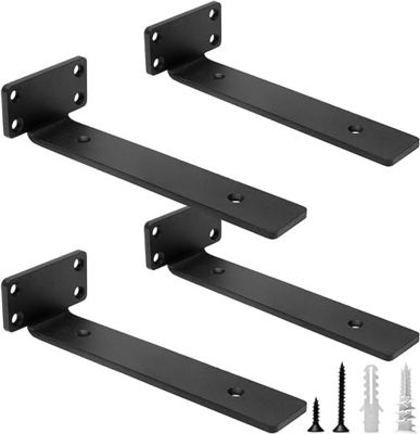 Black Powder Coated Shelf Stand Heavy Duty Floating Shelf Bracket for ...