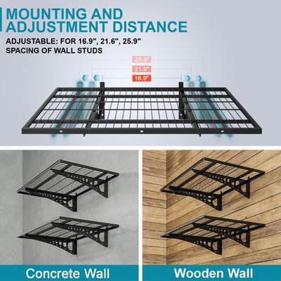 Garage Storage Rack System 2x3ft Floating Adjustable Wall Grid Frame ...