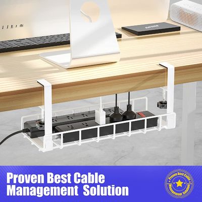 No Drill Under Desk Wire Organizer with Steel Mesh Cable Management ...